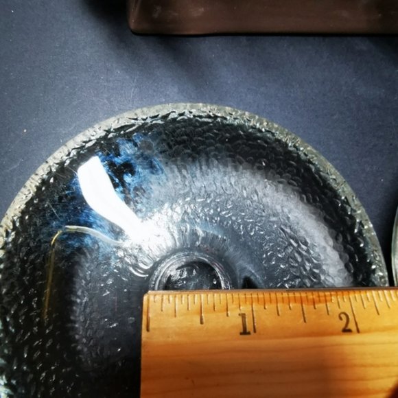 Pair of Discus Shaped Clear Glass Candle Stick Holders - Picture 12 of 13